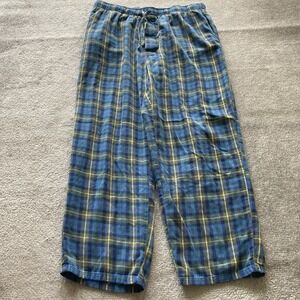 Lands End Flannel Pajama Pants Mens Large L 36-38 Red Plaid Lounge‎ Pockets Soft